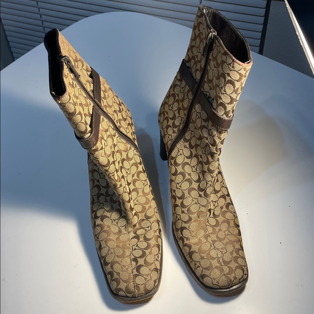 Coach Patterned Ankle Boots - Brown